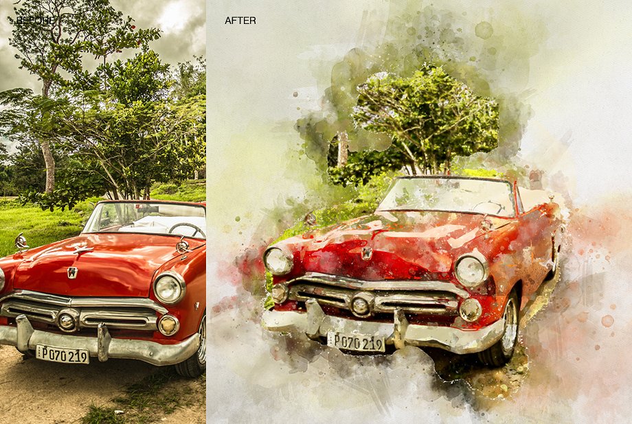 手绘水彩油画Photoshop动作 Watercolor Color Oil Paint Photoshop Action_img_2