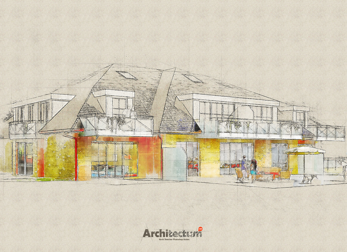 建筑师3 - 高草图Photoshop动作 Architectum 3 - Archi Sketcher Photoshop Action_img_2