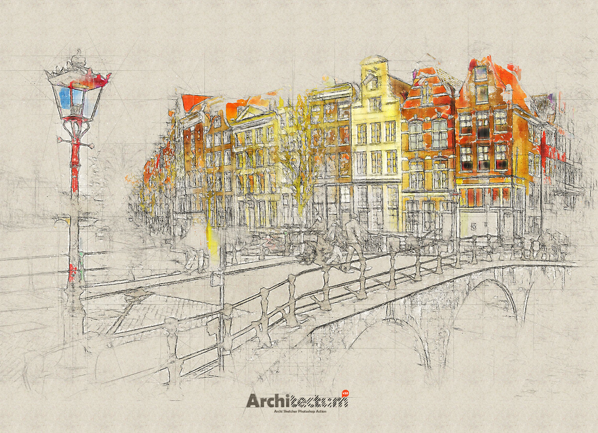 建筑师3 - 高草图Photoshop动作 Architectum 3 - Archi Sketcher Photoshop Action_img_2