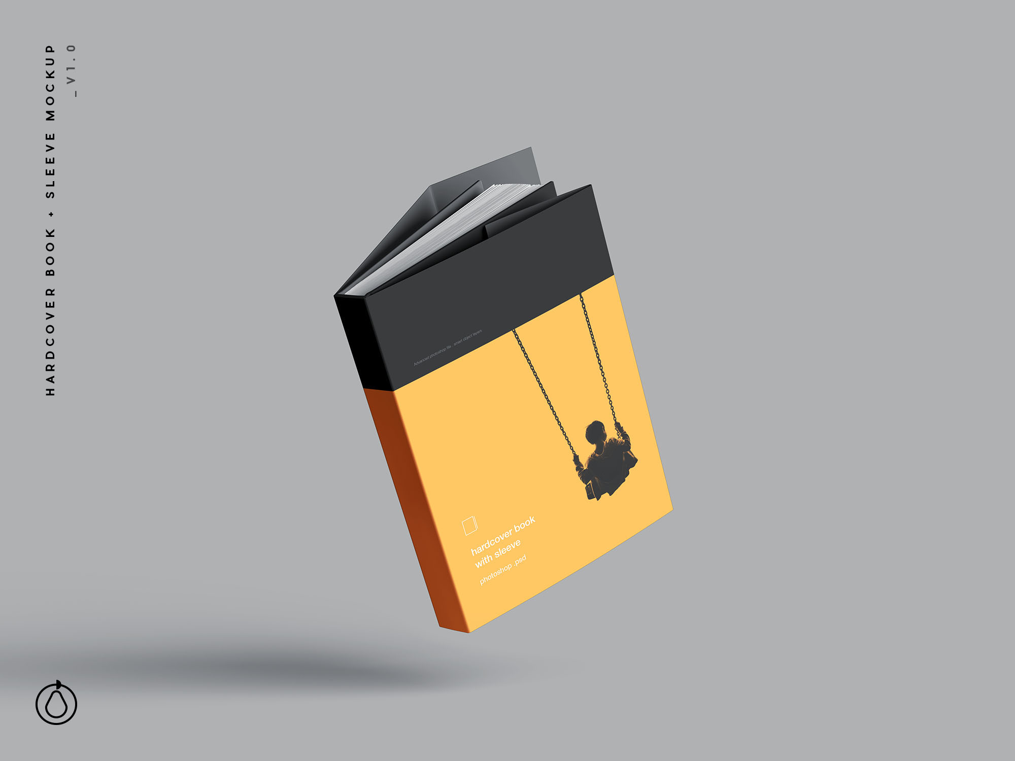 多角度高级精装书样机 Hardcover Book With Sleeve Mockup_img_2