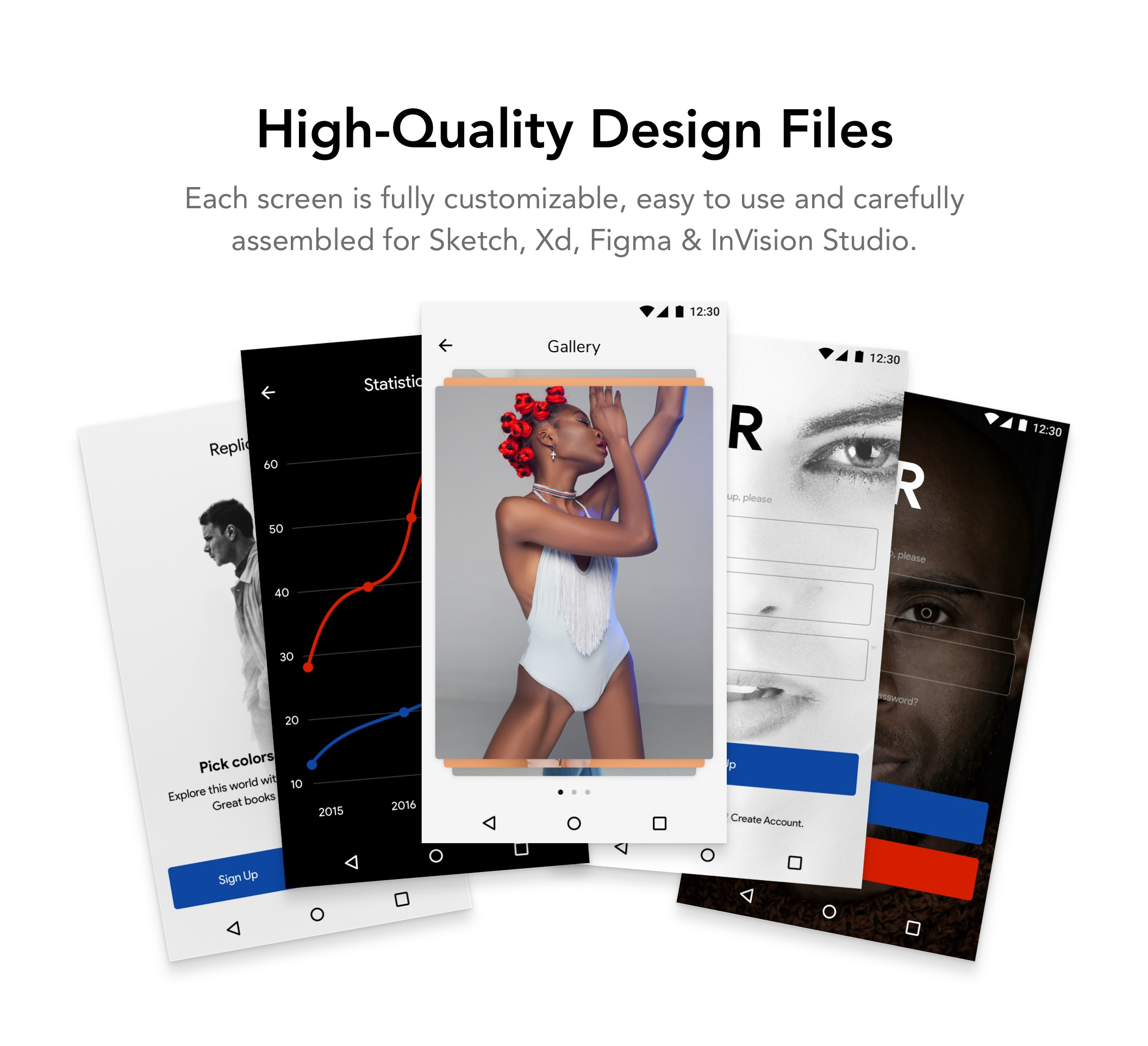 高质量安卓智能手机服装&社交UI工具包 Replica Android UI Kit_img_2