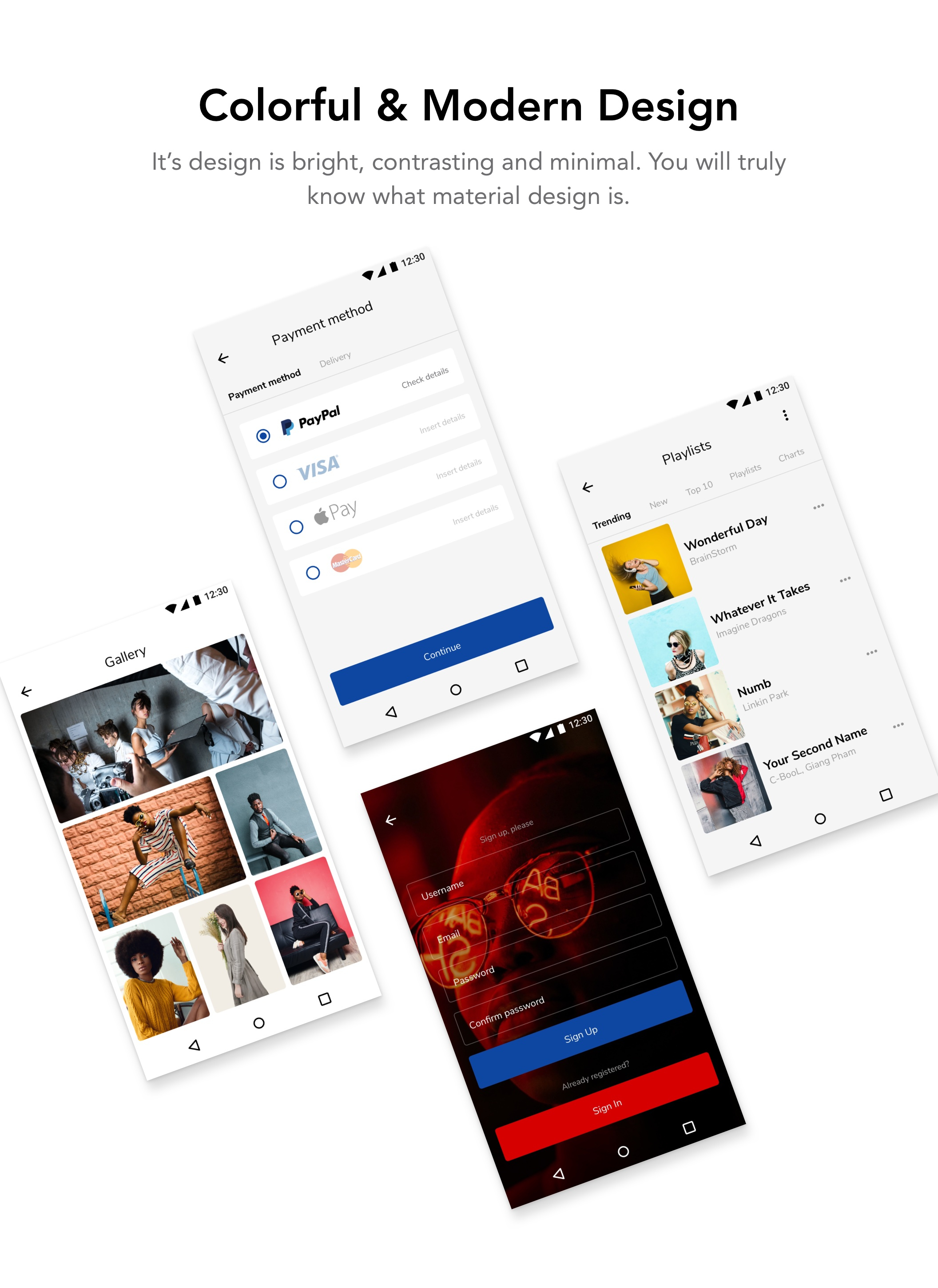 高质量安卓智能手机服装&社交UI工具包 Replica Android UI Kit_img_2