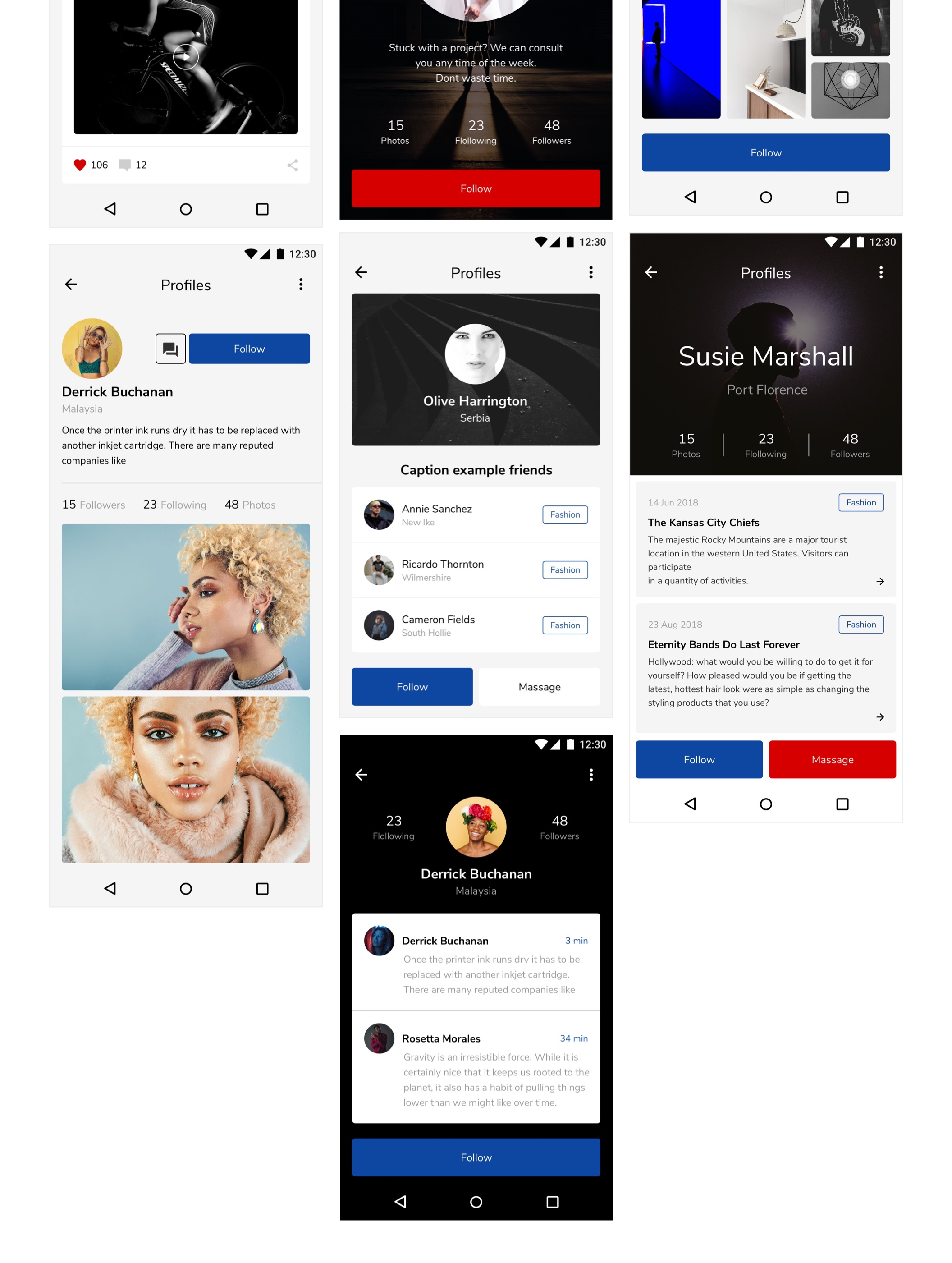 高质量安卓智能手机服装&社交UI工具包 Replica Android UI Kit_img_2