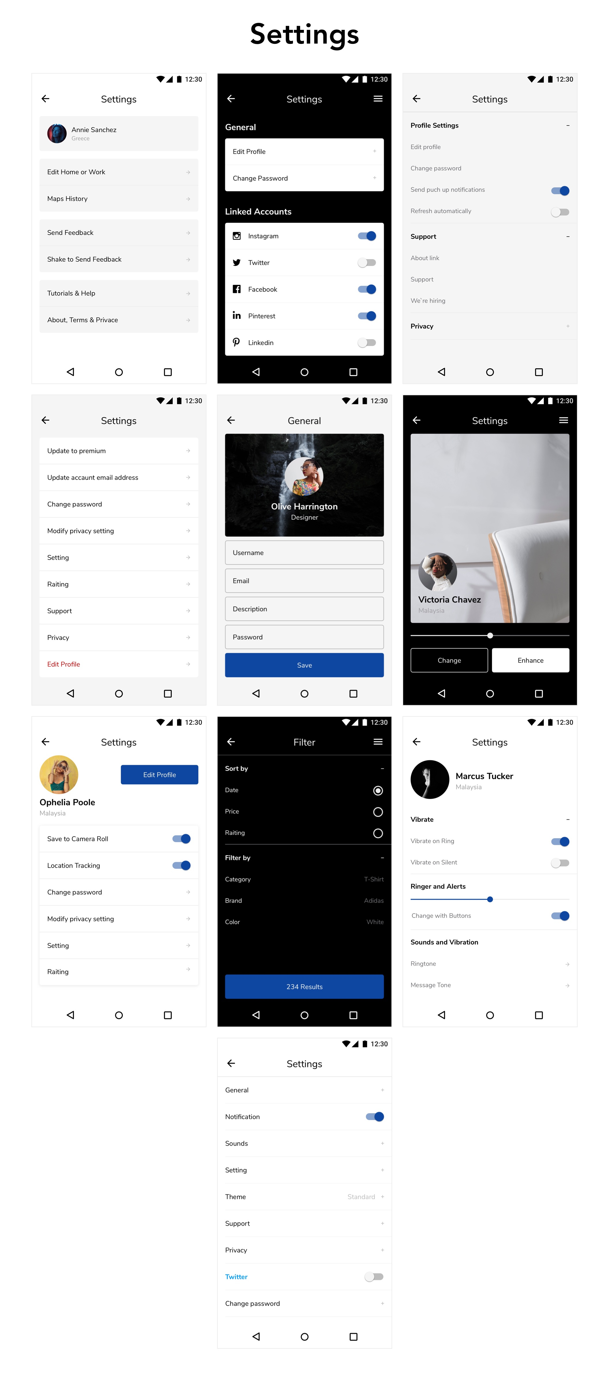 高质量安卓智能手机服装&社交UI工具包 Replica Android UI Kit_img_2