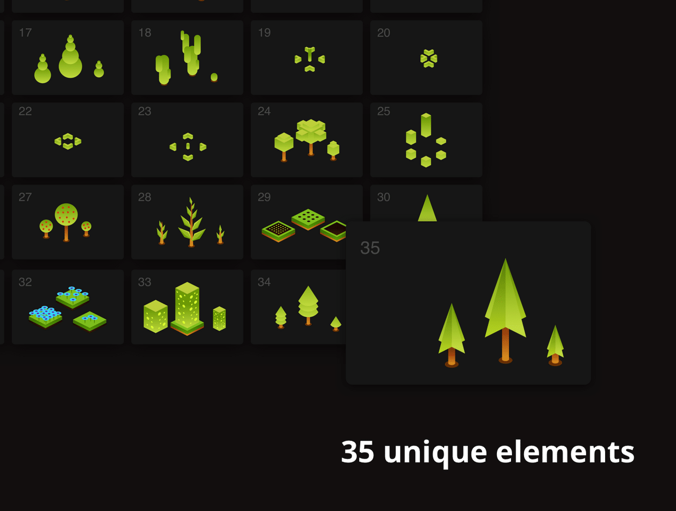 35个距元素树矢量图标 35 Isometric Trees Icon_img_2