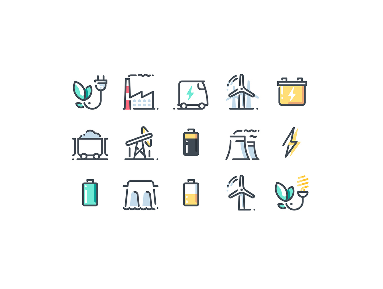 28个能源主题的矢量线条图标 28 Vector Energy Icons_img_2