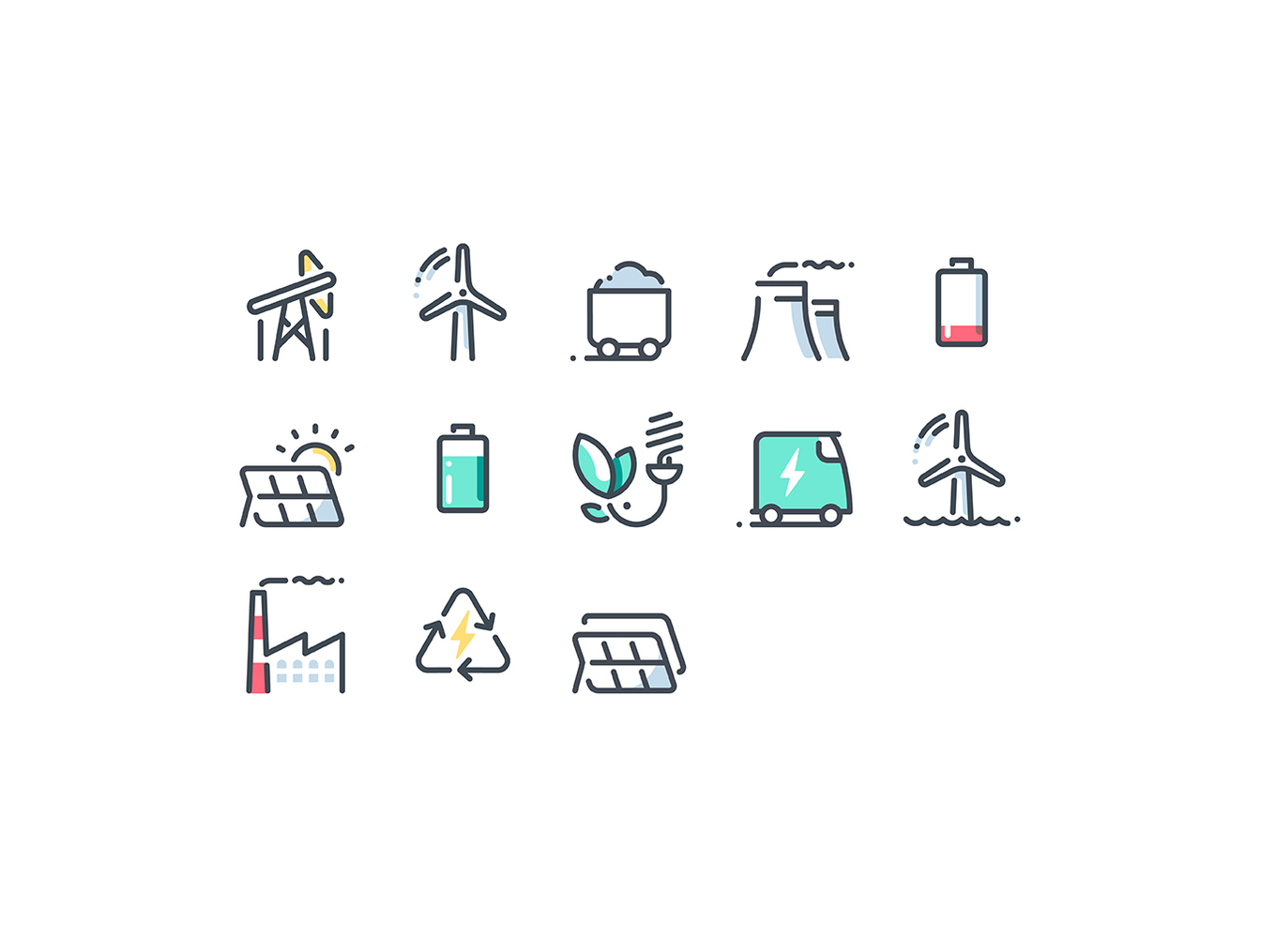 28个能源主题的矢量线条图标 28 Vector Energy Icons_img_2