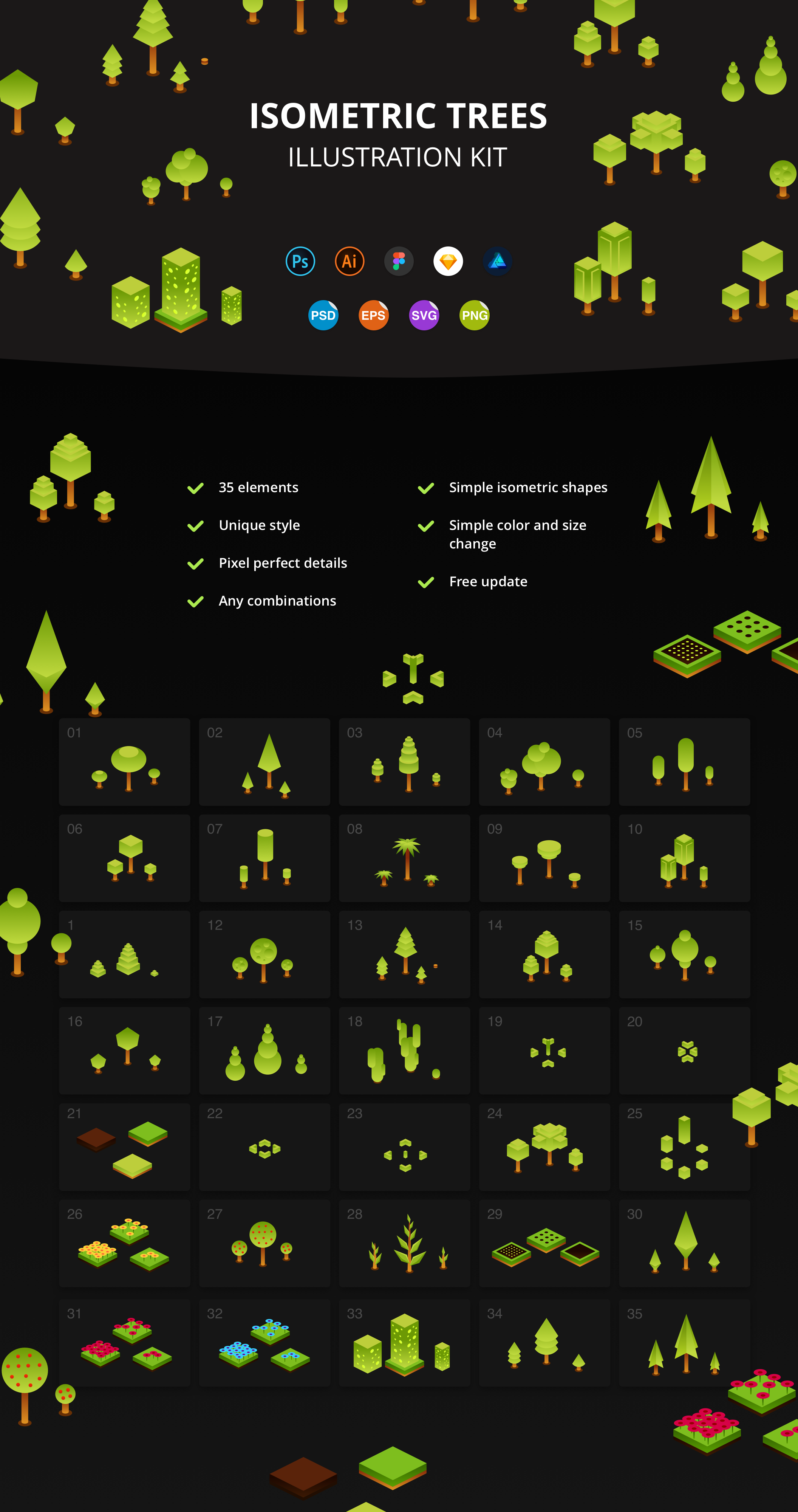 35个距元素树矢量图标 35 Isometric Trees Icon_img_2