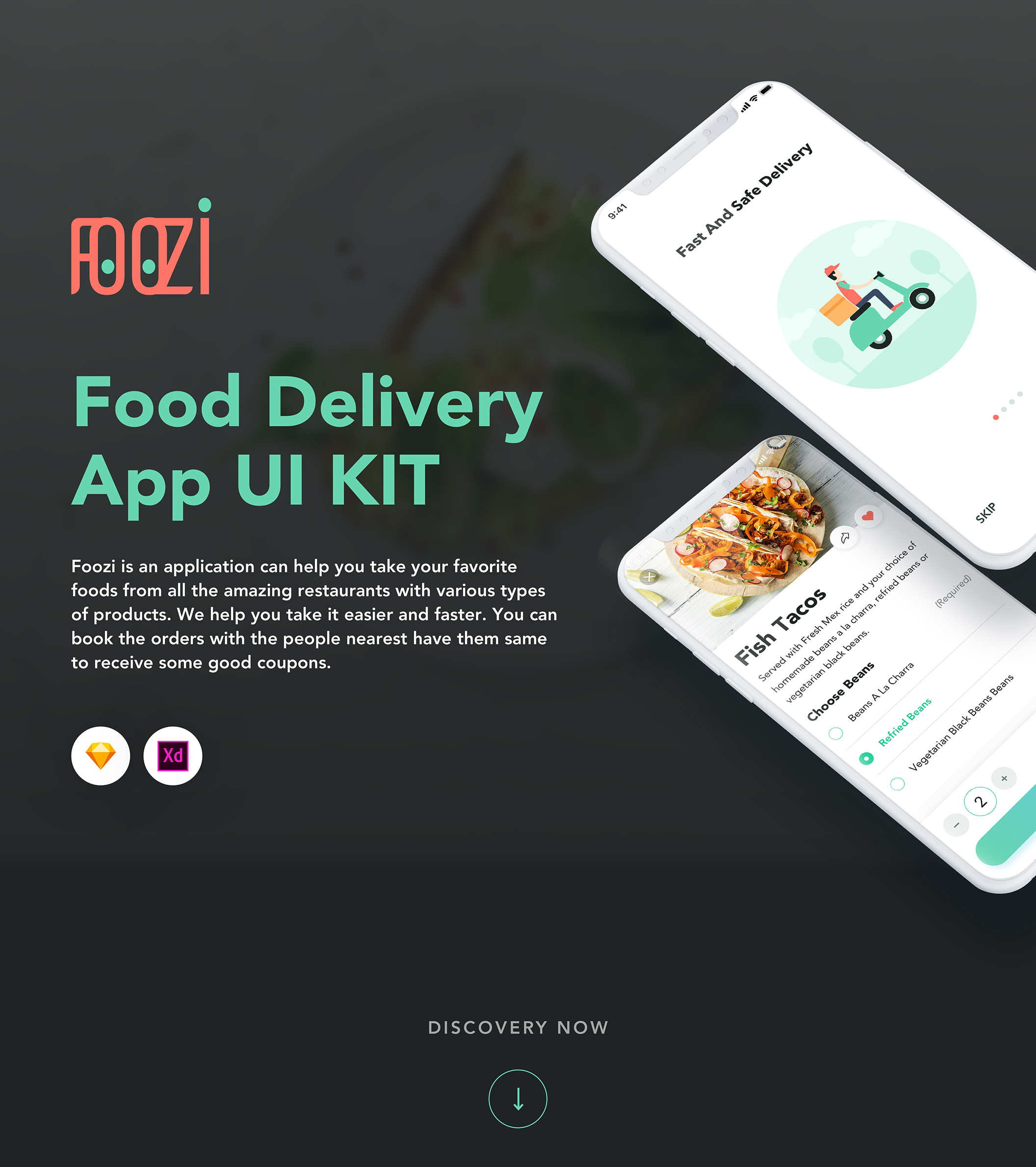 超级清新简洁的食物外卖App UI套件 Foozi Delivery_img_2