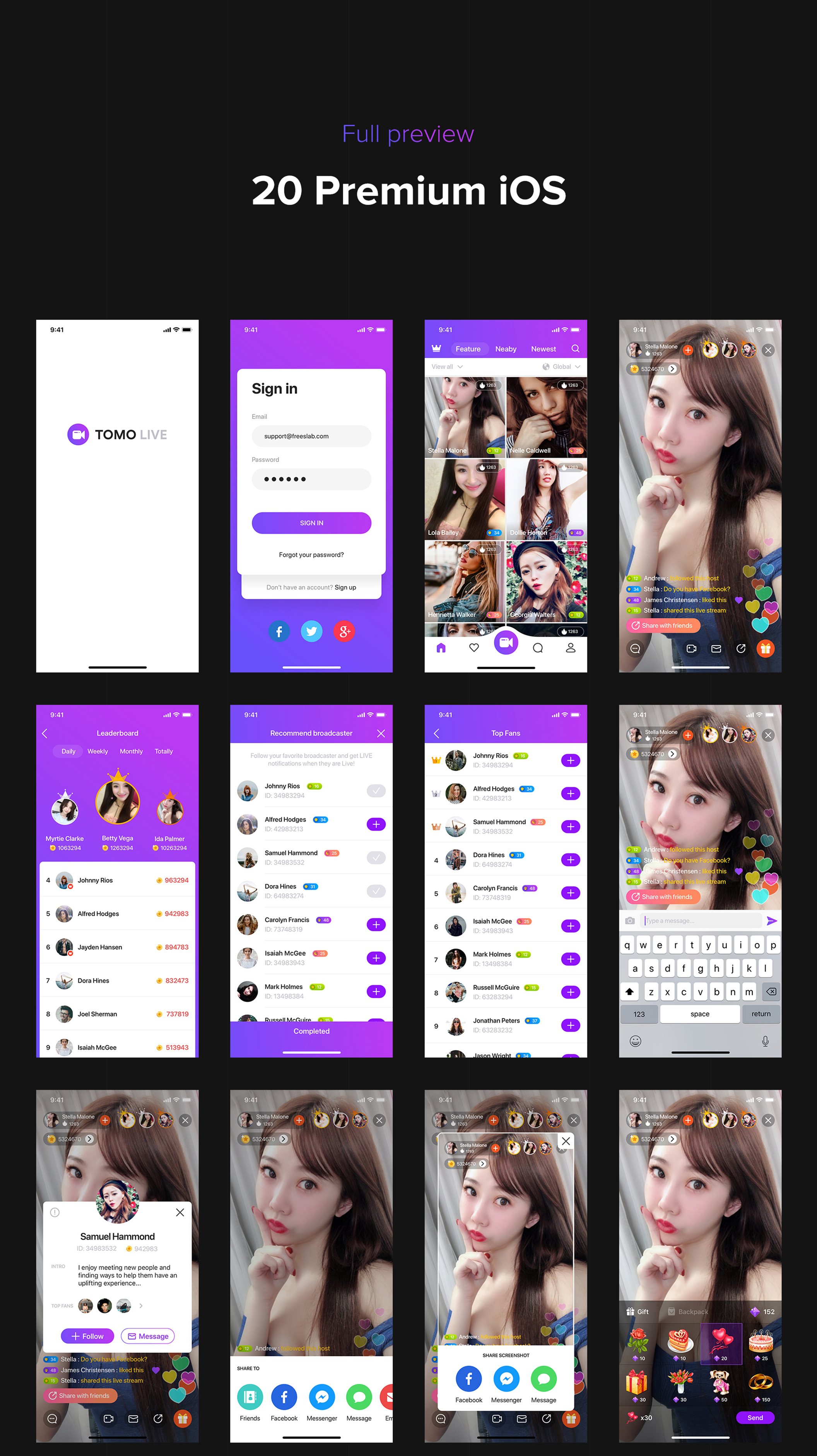 超漂亮的直播APP UI套件 TOMO Video Streaming UI Kit_img_2