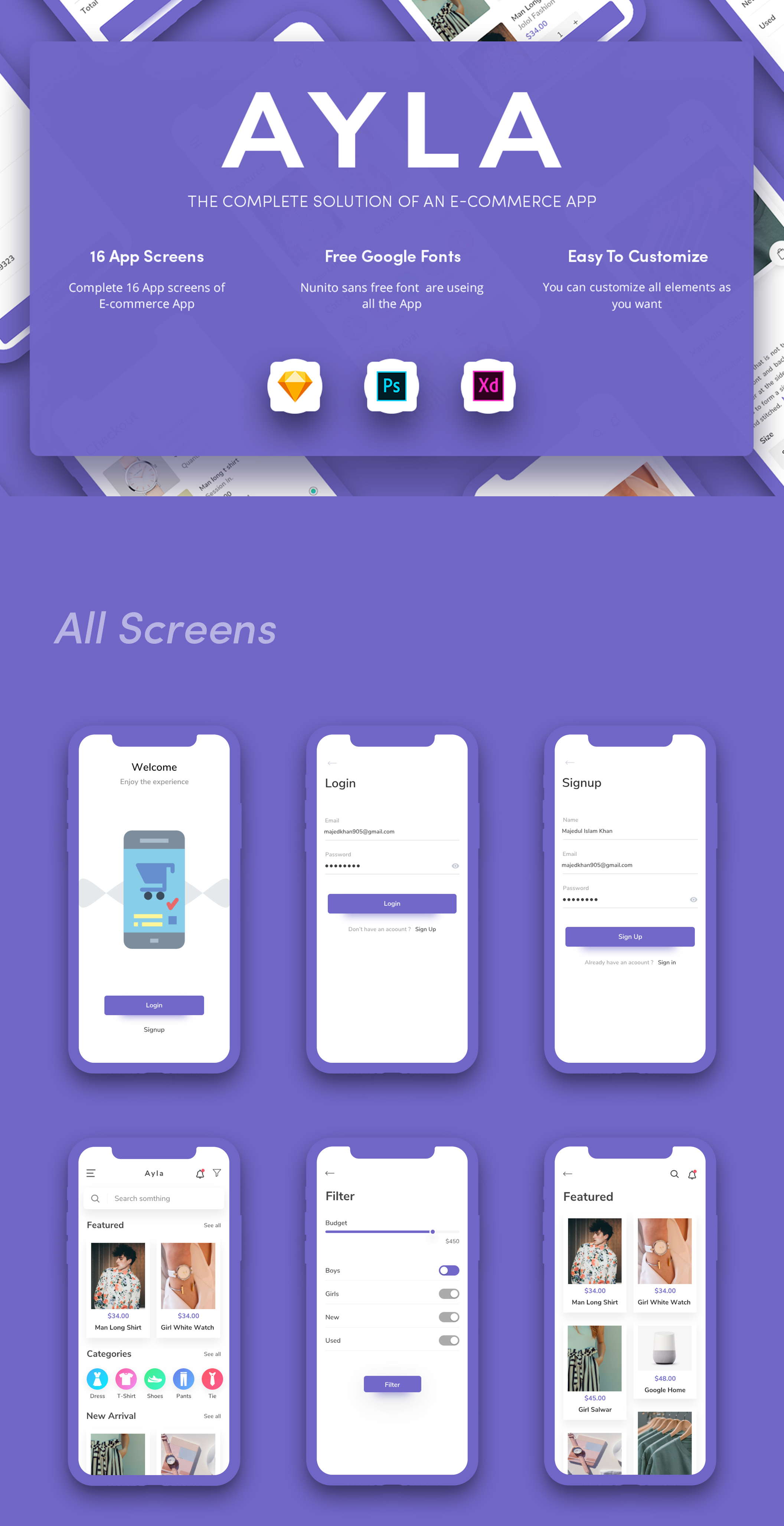 先进的电子商务iOS移动应用程序 Ayla Ecommerce UI Kit_img_2