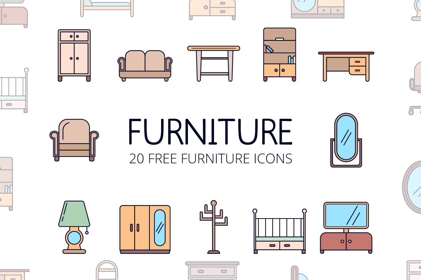 高品质矢量家具图标集合 Vector Furniture Icon Set_img_2