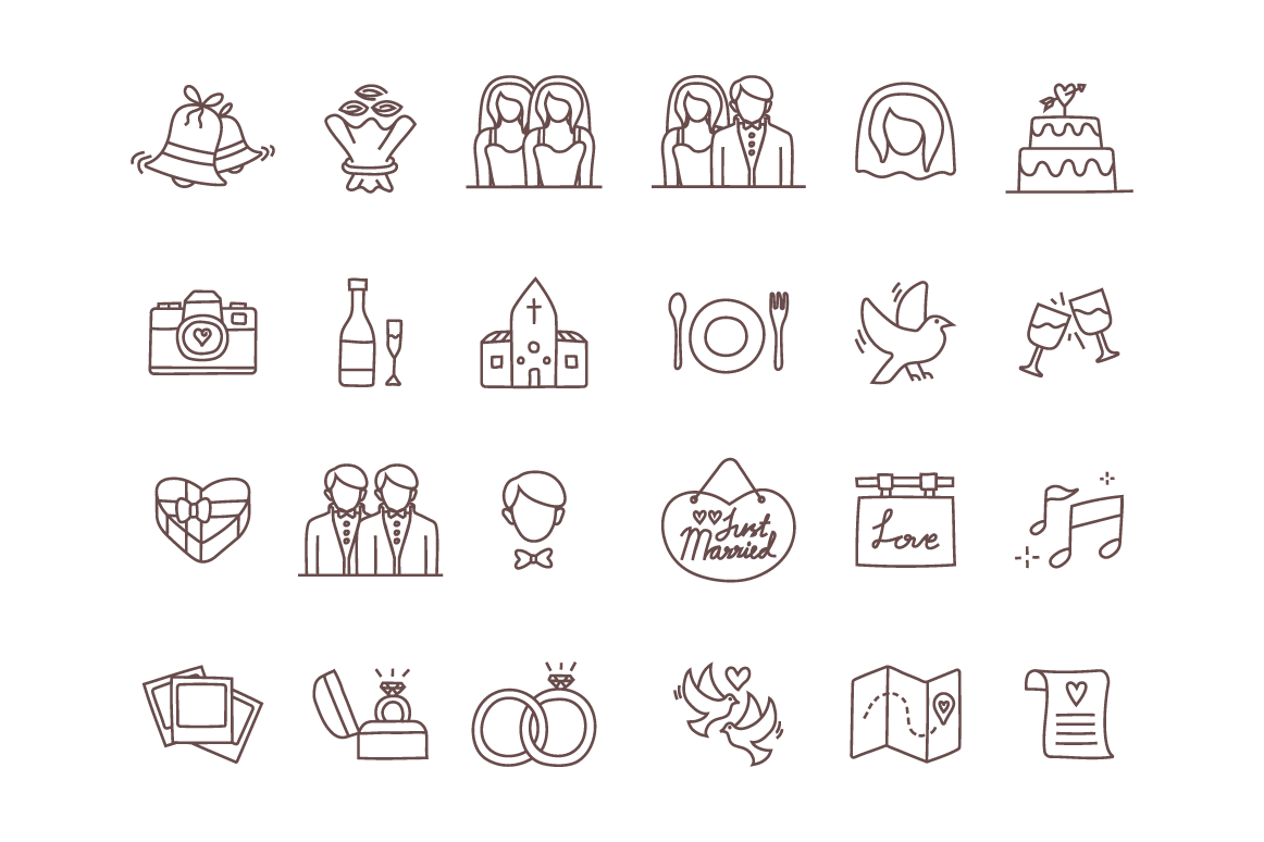 完美手绘矢量婚礼图标 Free Vector Wedding Icons_img_2