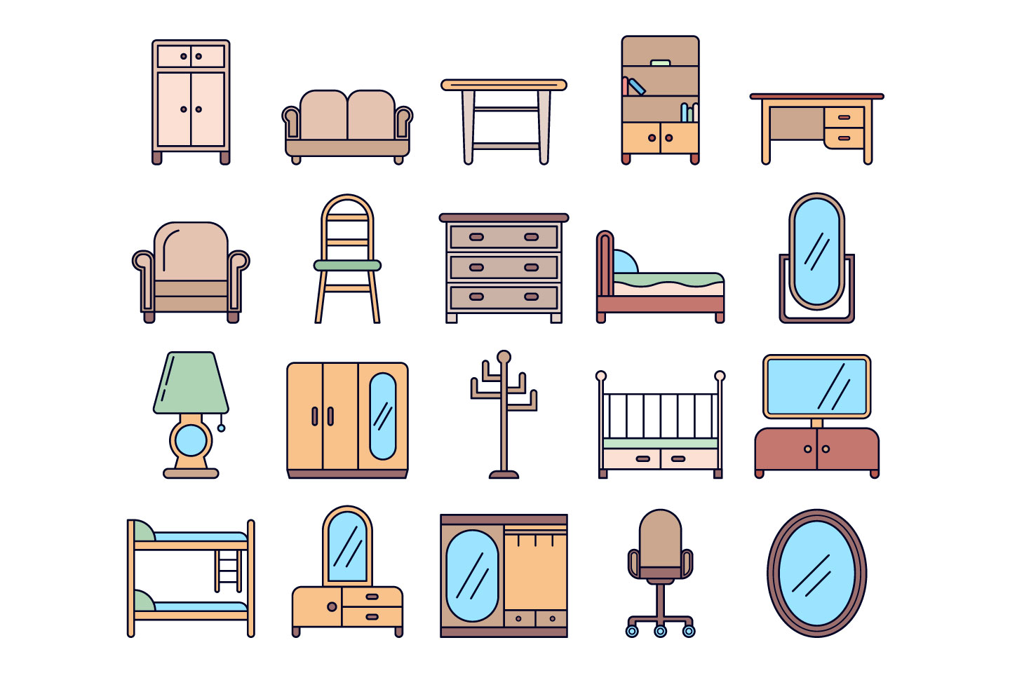 高品质矢量家具图标集合 Vector Furniture Icon Set_img_2