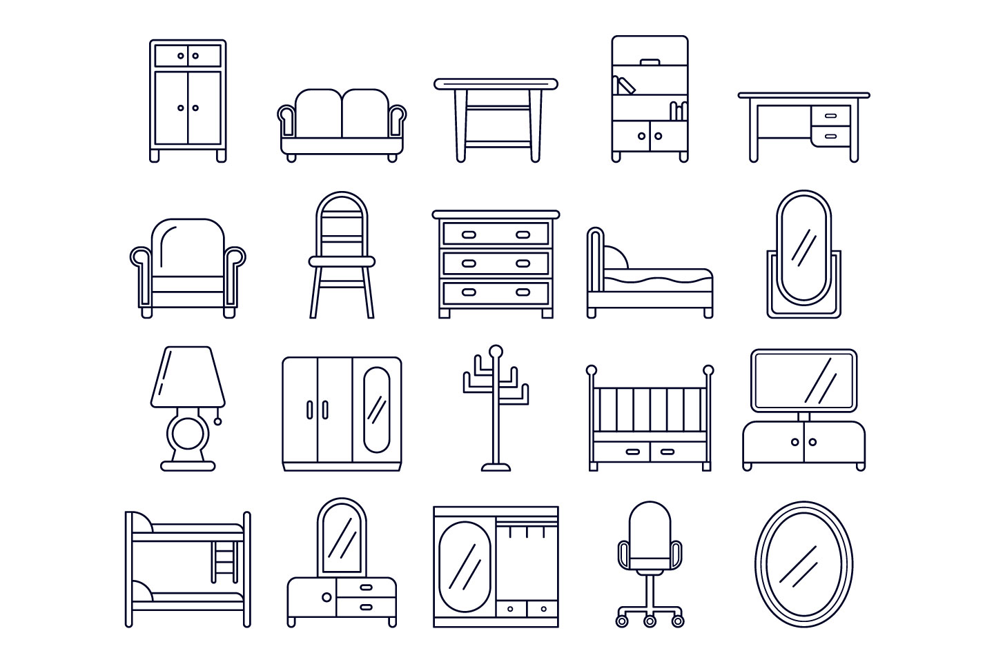 高品质矢量家具图标集合 Vector Furniture Icon Set_img_2