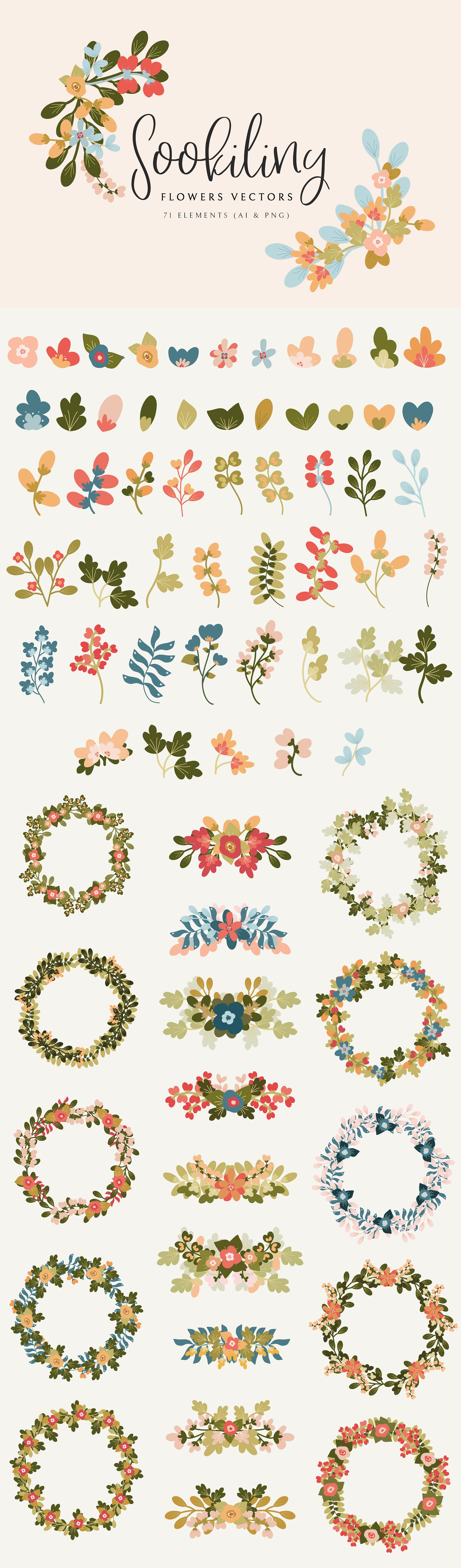 71款手绘花卉元素集合 71 Sookiliny Floral Set_img_2