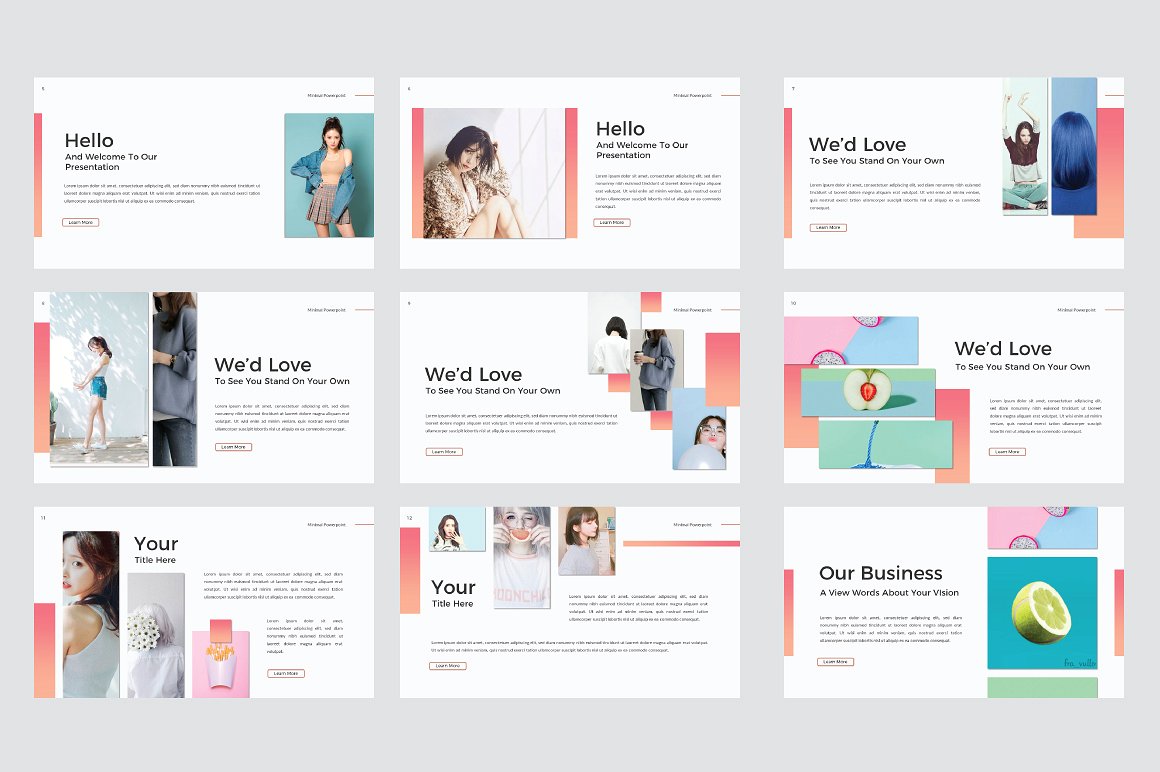 时尚多样的女性服装幻灯片演示模板 Minimal PowerPoint &Keynote Template_img_2