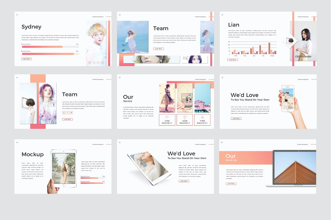 时尚多样的女性服装幻灯片演示模板 Minimal PowerPoint &Keynote Template_img_2