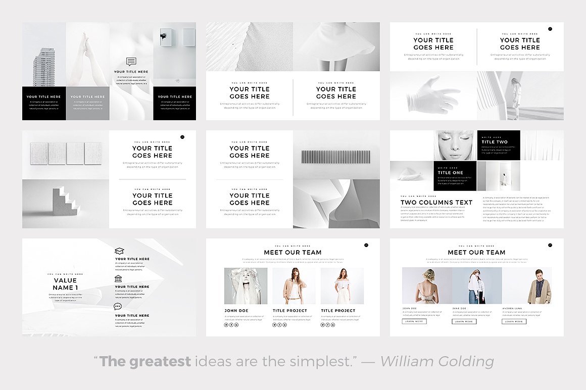 极简服装品牌项目策划书PPT演示模板 Neue Minimal PowerPoint Template_img_2