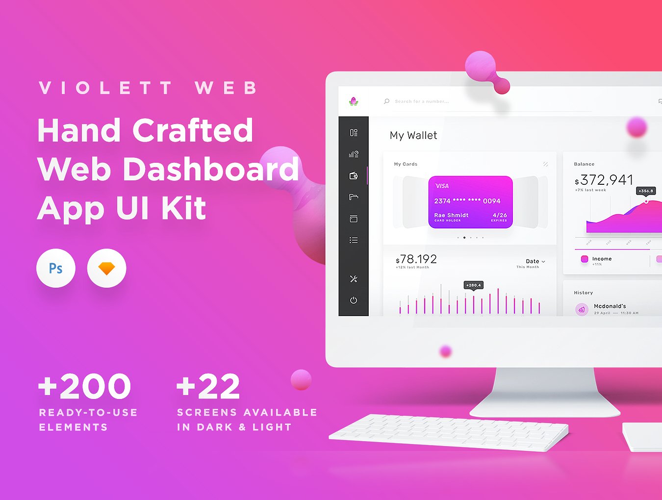 丰富且极简的网页仪表板和管理应用程序 Violett Web UI Kits_img_2