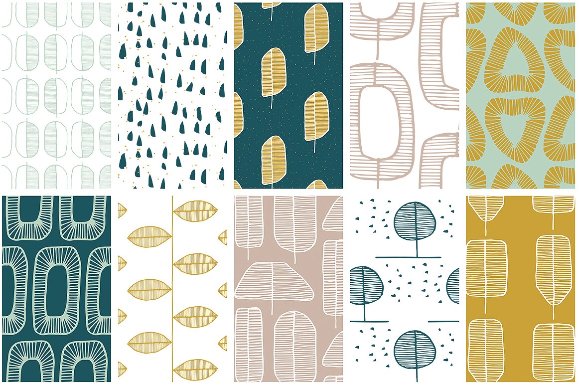 40个春季森林无缝矢量图案纹理 40 Spring Forest Seamless Patterns_img_2