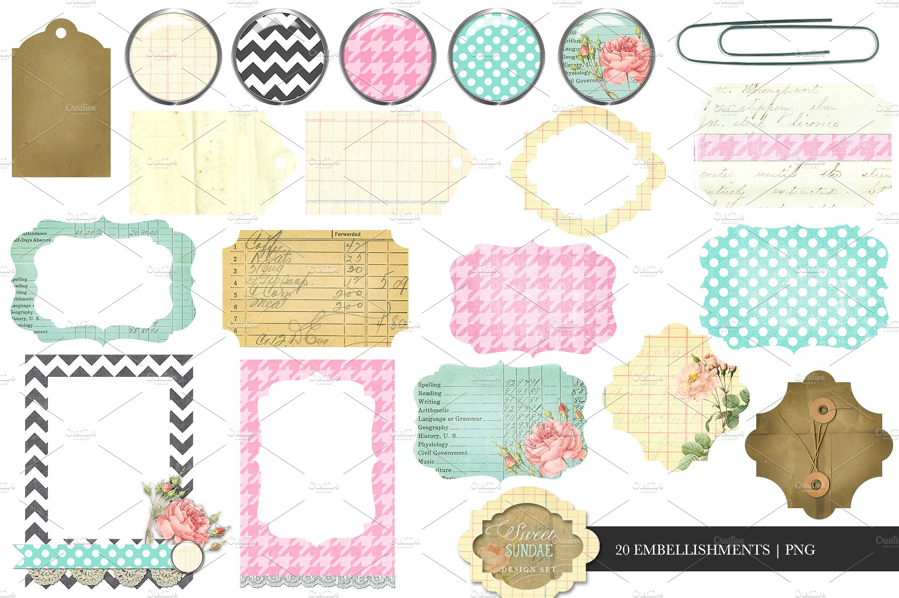 复古纸和糖果色设计元素套件 Sweet Sundae Design Kit_img_2