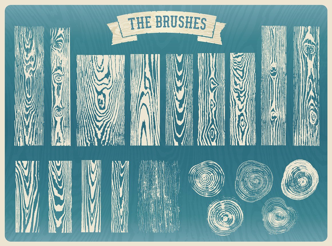 多用途真实木纹PS笔刷 Wood Grain Brushes_img_2