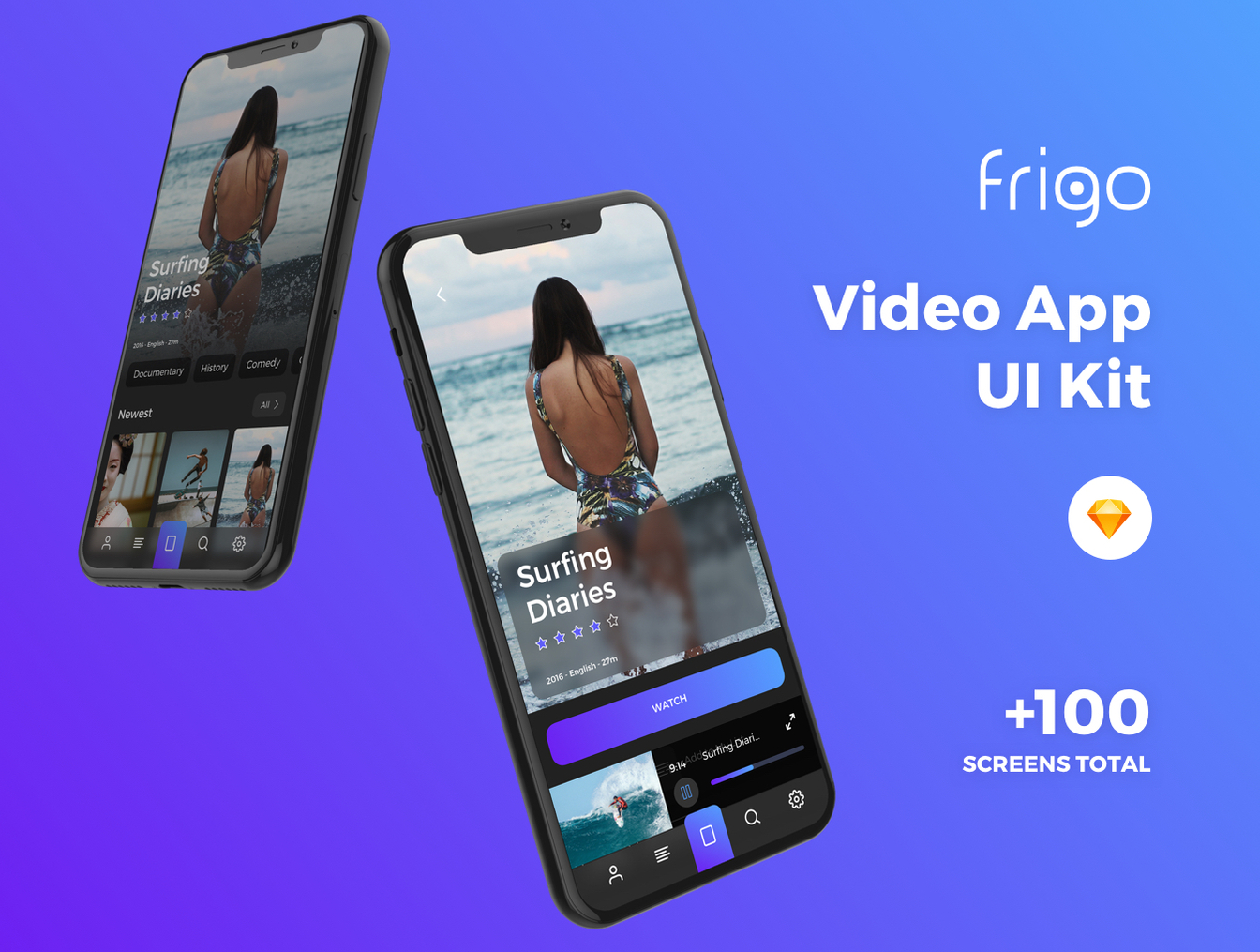 优质的视频应用程序APP UI设计模板工具包 Frigo Video App UI Kit_img_2