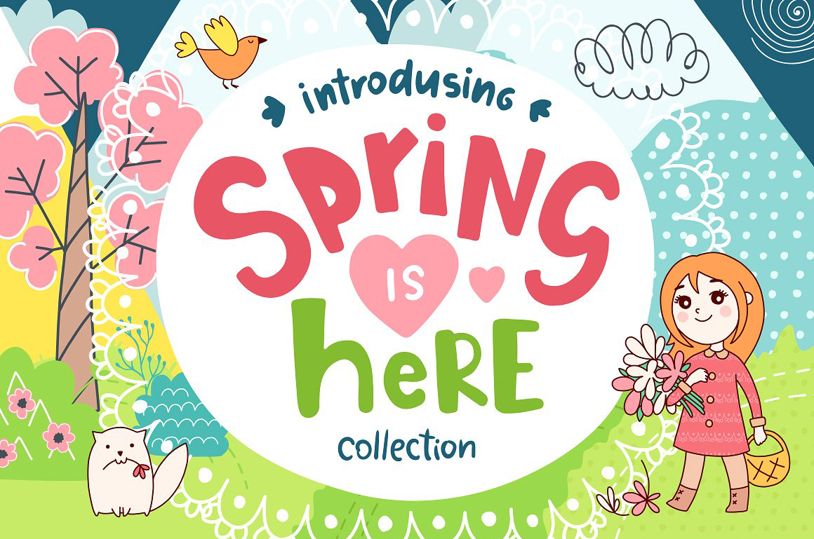 350款美妙清新的春天元素剪贴画集合 350 Spring is Here! Graphics & Patterns_img_2