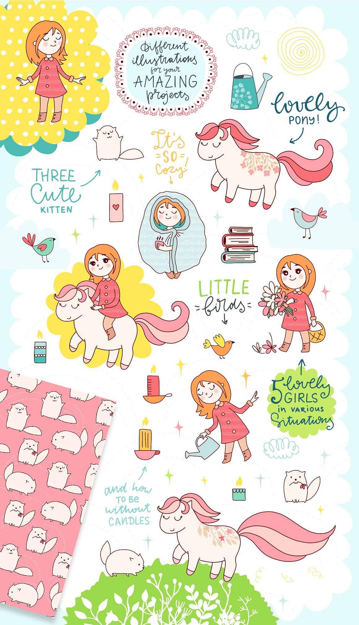 350款美妙清新的春天元素剪贴画集合 350 Spring is Here! Graphics & Patterns_img_2
