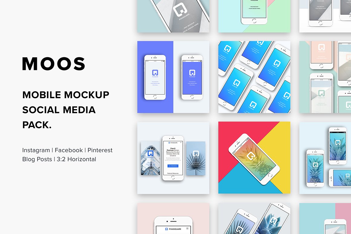 社交媒体、网站和博客文章展示样机 Moos Mobile Mockup Social Media_img_2