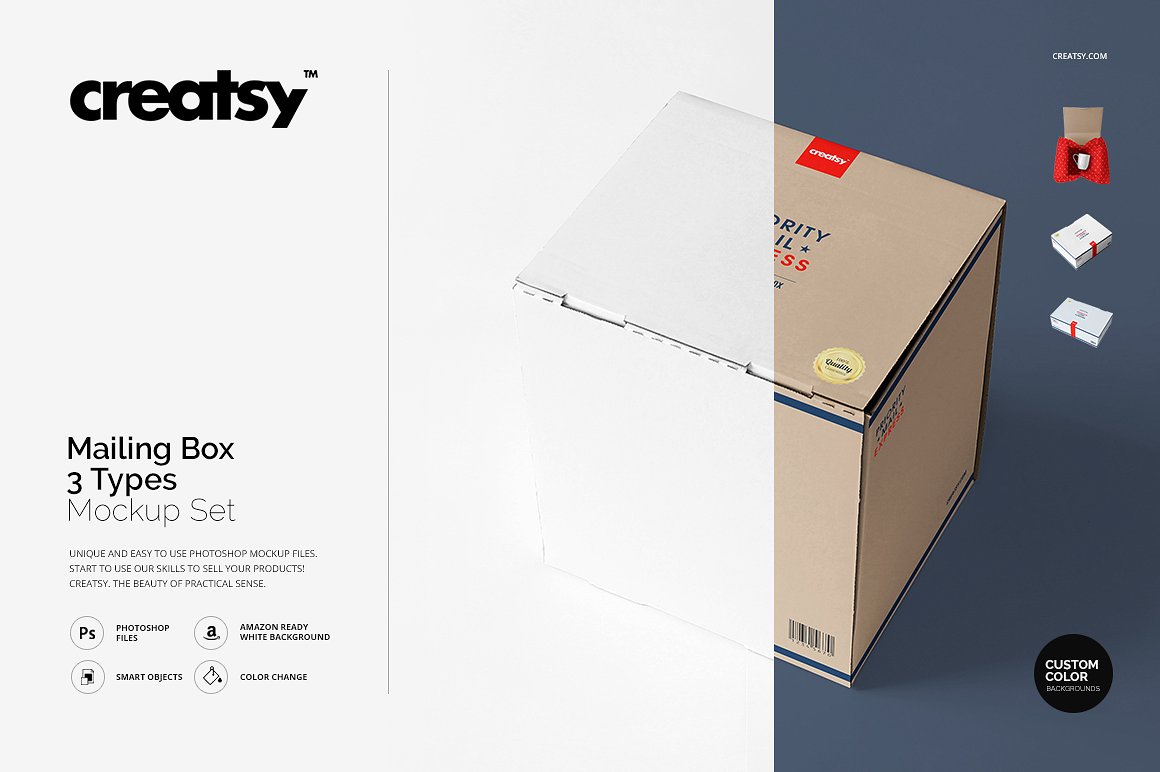 3款快递包装盒样机集合 3 Mailing Box Types Mockup Set_img_2