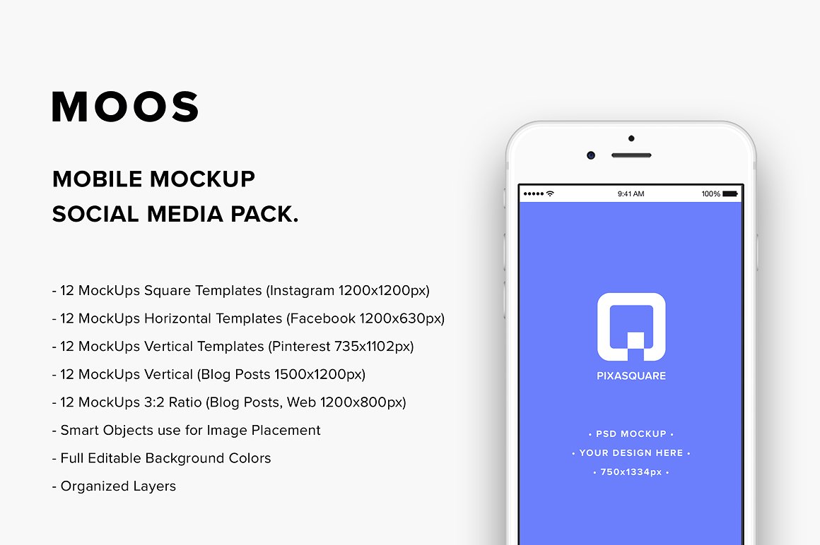 社交媒体、网站和博客文章展示样机 Moos Mobile Mockup Social Media_img_2