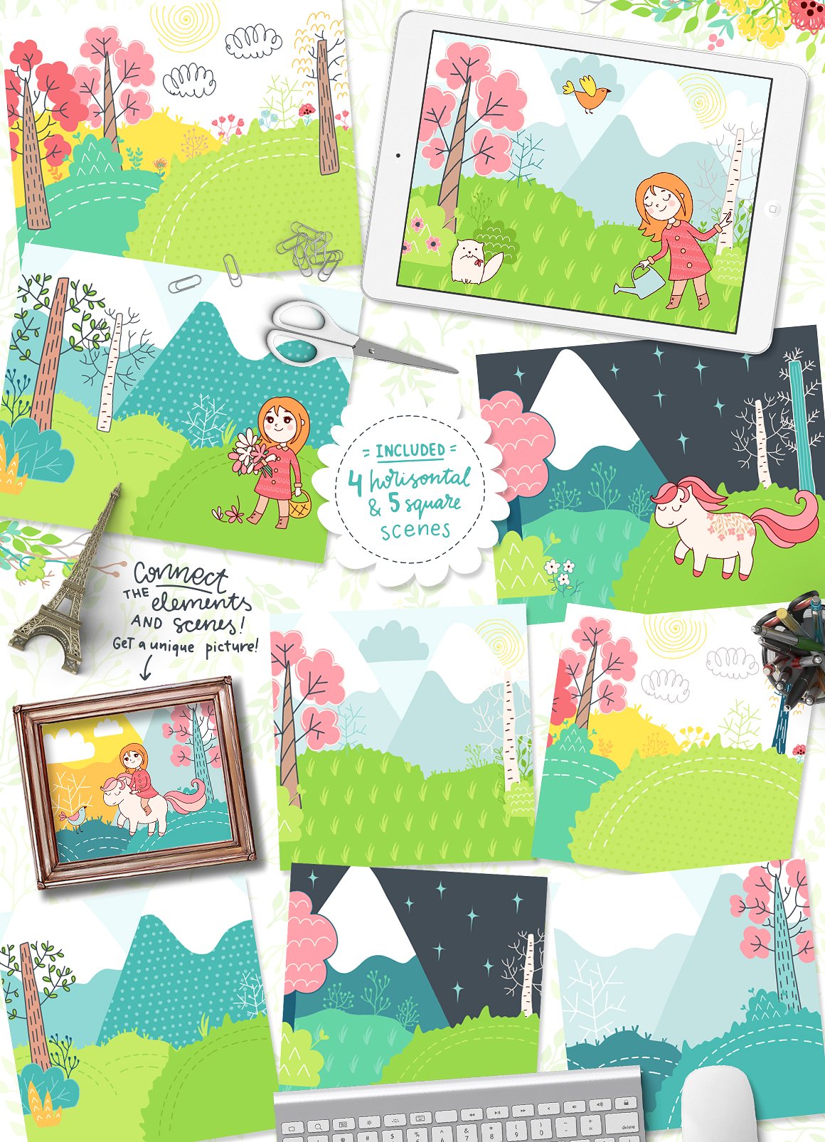 350款美妙清新的春天元素剪贴画集合 350 Spring is Here! Graphics & Patterns_img_2