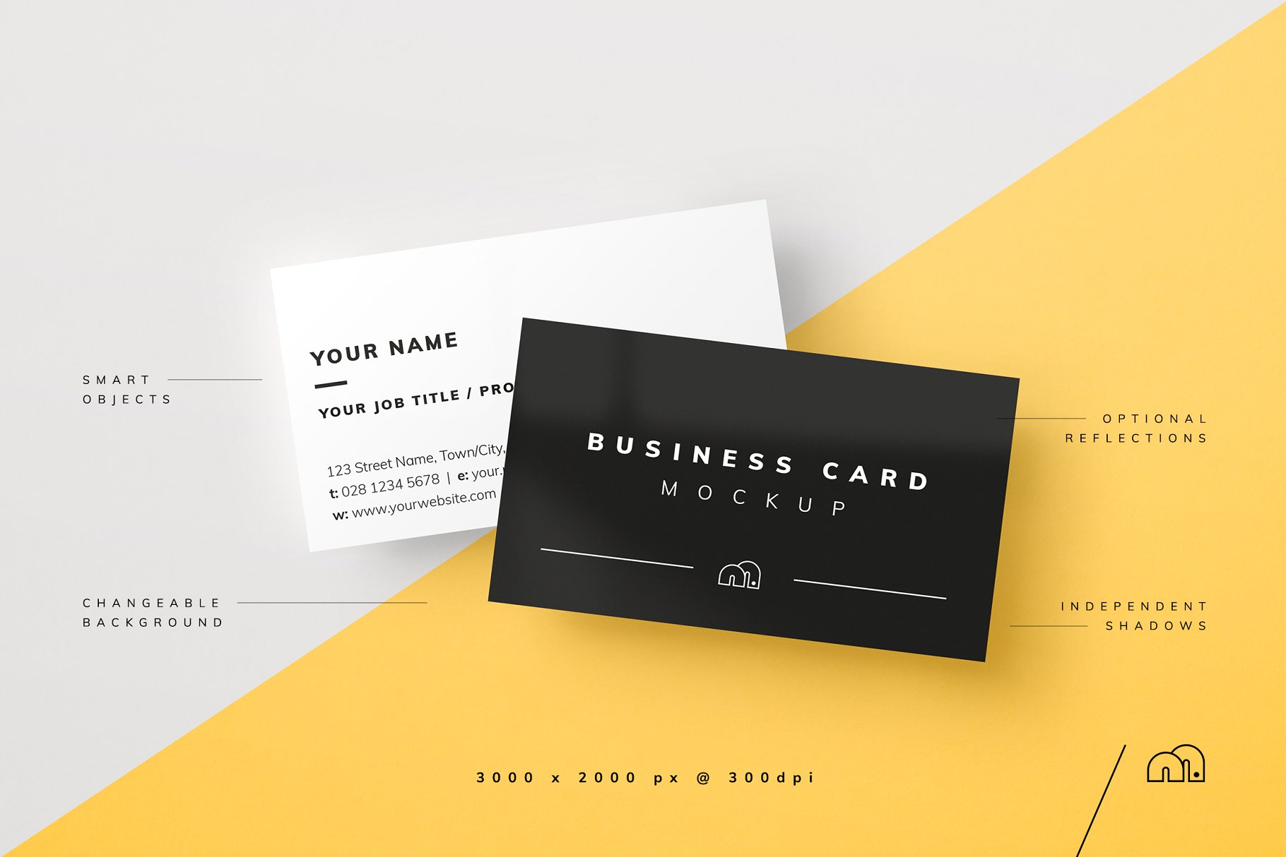 多角度精致商务名片样机 Business Card Mockup_img_2