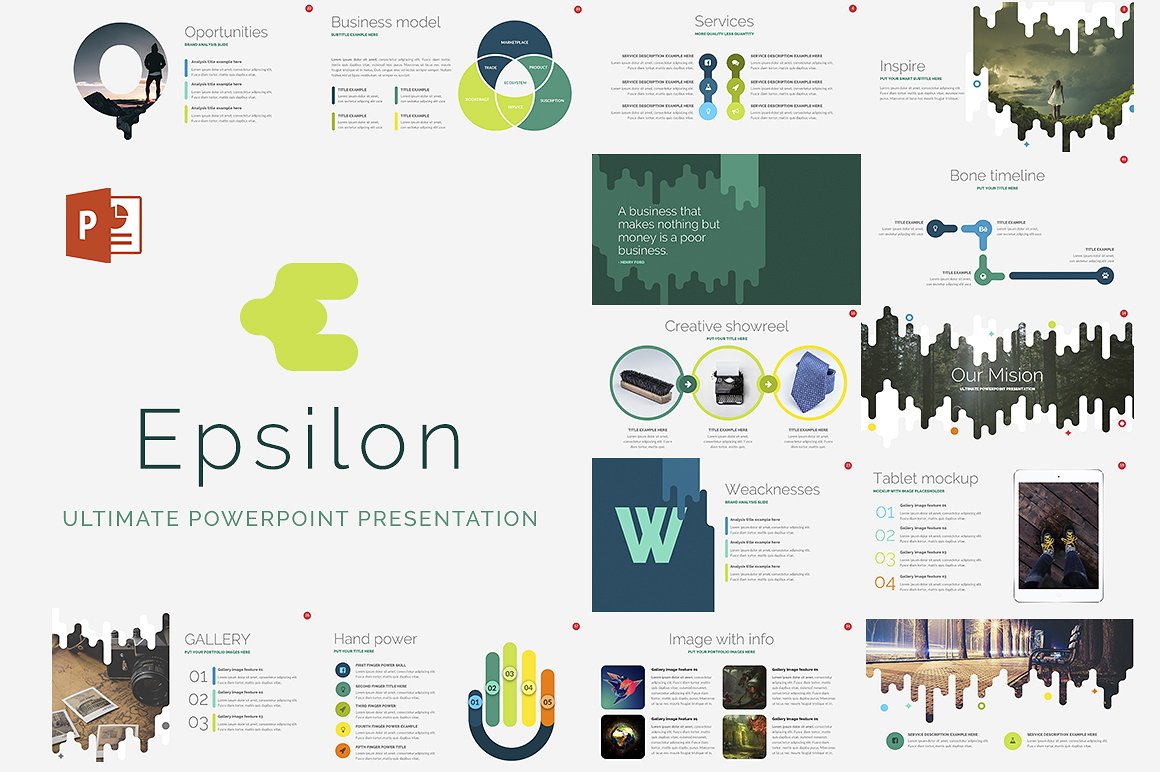 绿色系企业年度报告PPT模板 Epsilon Free Powerpoint Templates_img_2