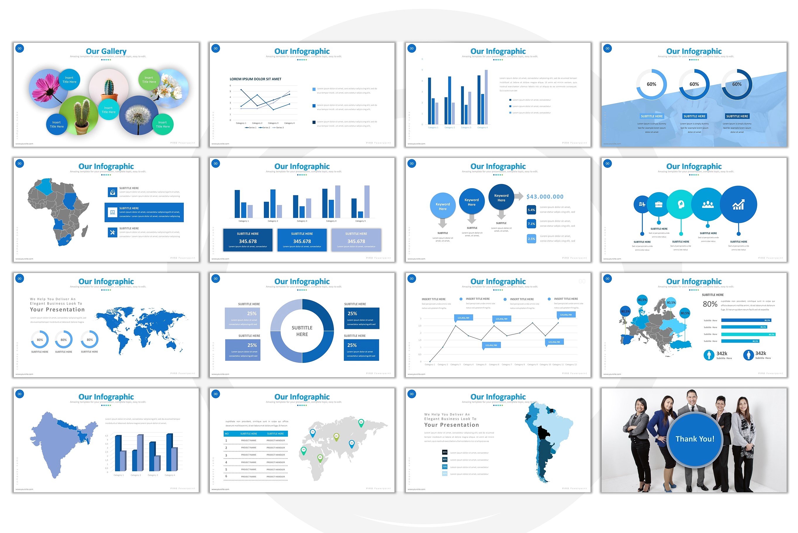 蓝色企业介绍PPT演示模板 Piro Business Powerpoint_img_2