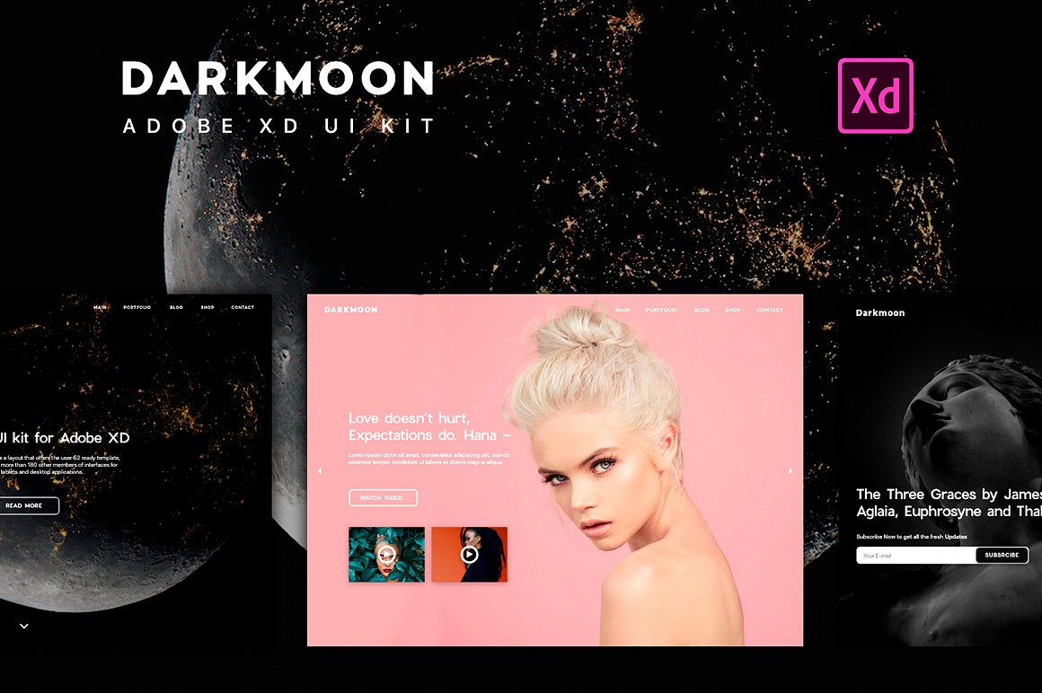 超漂亮的黑色月亮元素电子商务网站WEB UI界面工具包 Dark Moon UI Kit. UX/UI Design_img_2