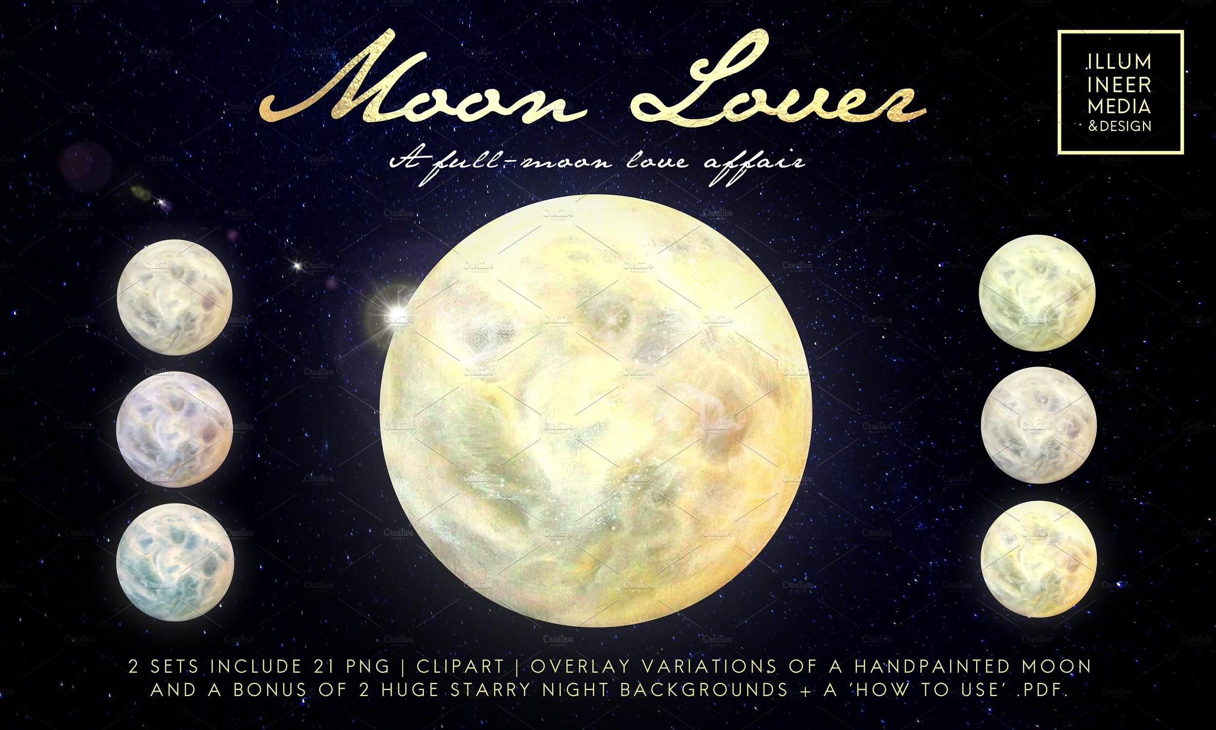 超大型高品质的神奇月亮剪贴画 Moon Lover Magical Moon Png Overpalys_img_2