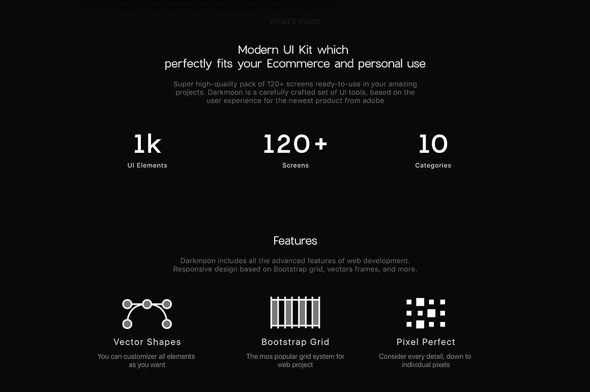 超漂亮的黑色月亮元素电子商务网站WEB UI界面工具包 Dark Moon UI Kit. UX/UI Design_img_2
