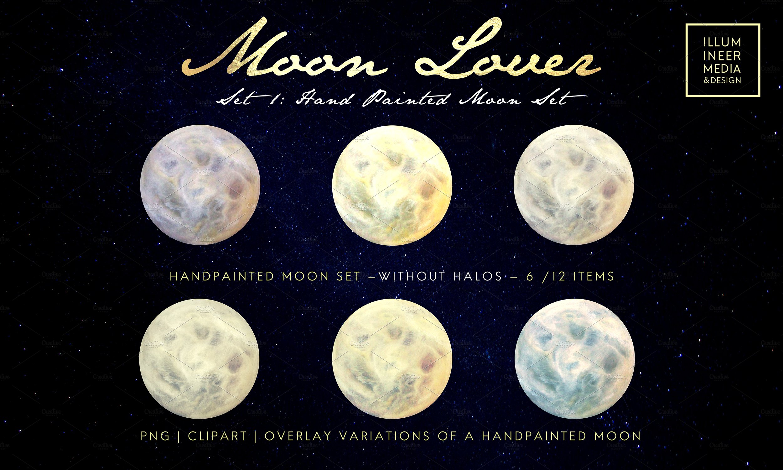 超大型高品质的神奇月亮剪贴画 Moon Lover Magical Moon Png Overpalys_img_2