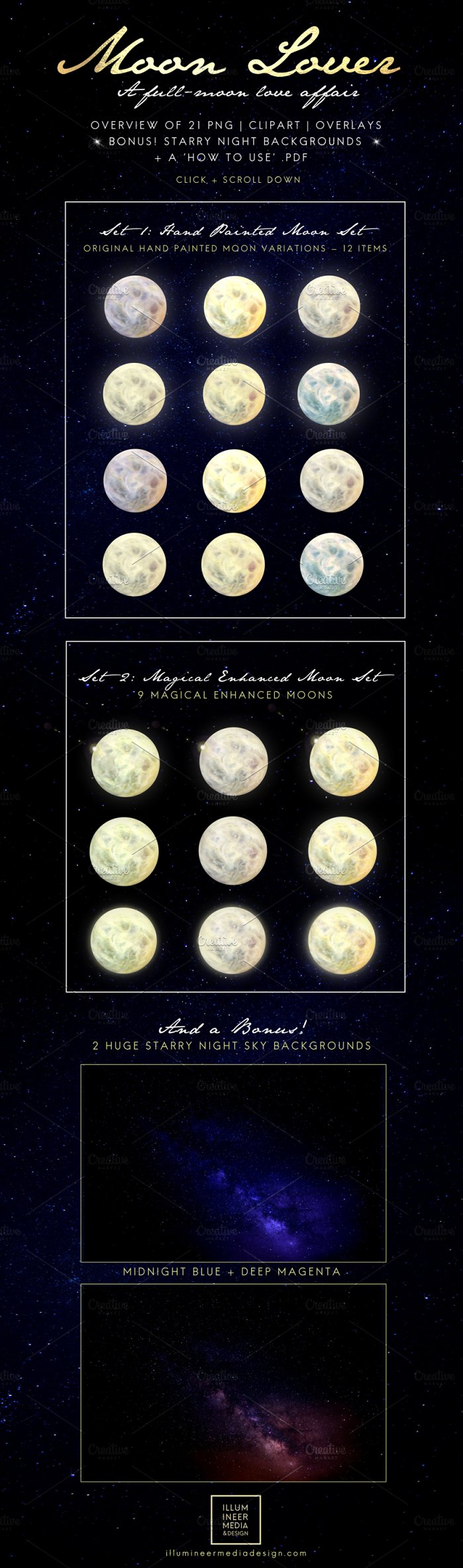 超大型高品质的神奇月亮剪贴画 Moon Lover Magical Moon Png Overpalys_img_2