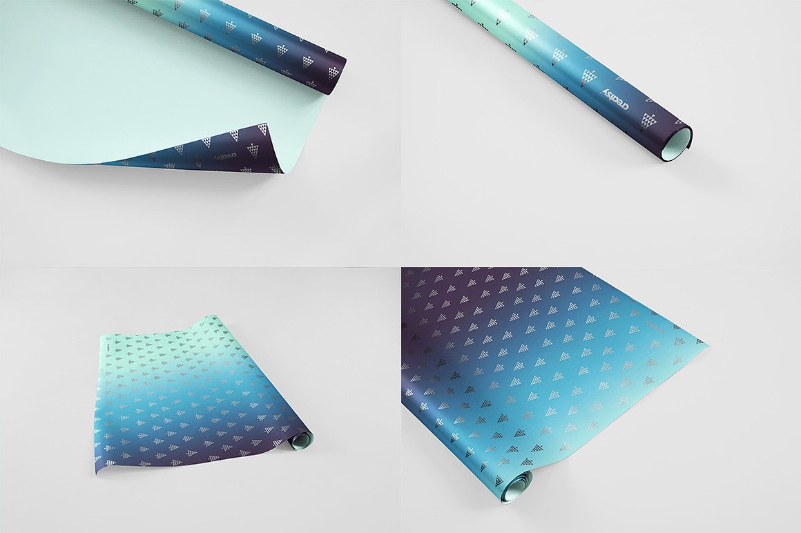 礼品包装纸样机模板 Gift Wrapping Paper Mockup Set_img_2