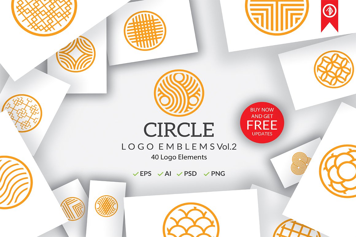 豪华极简主义标志矢量图形集合 Circle Logo Emblems Bundles_img_2