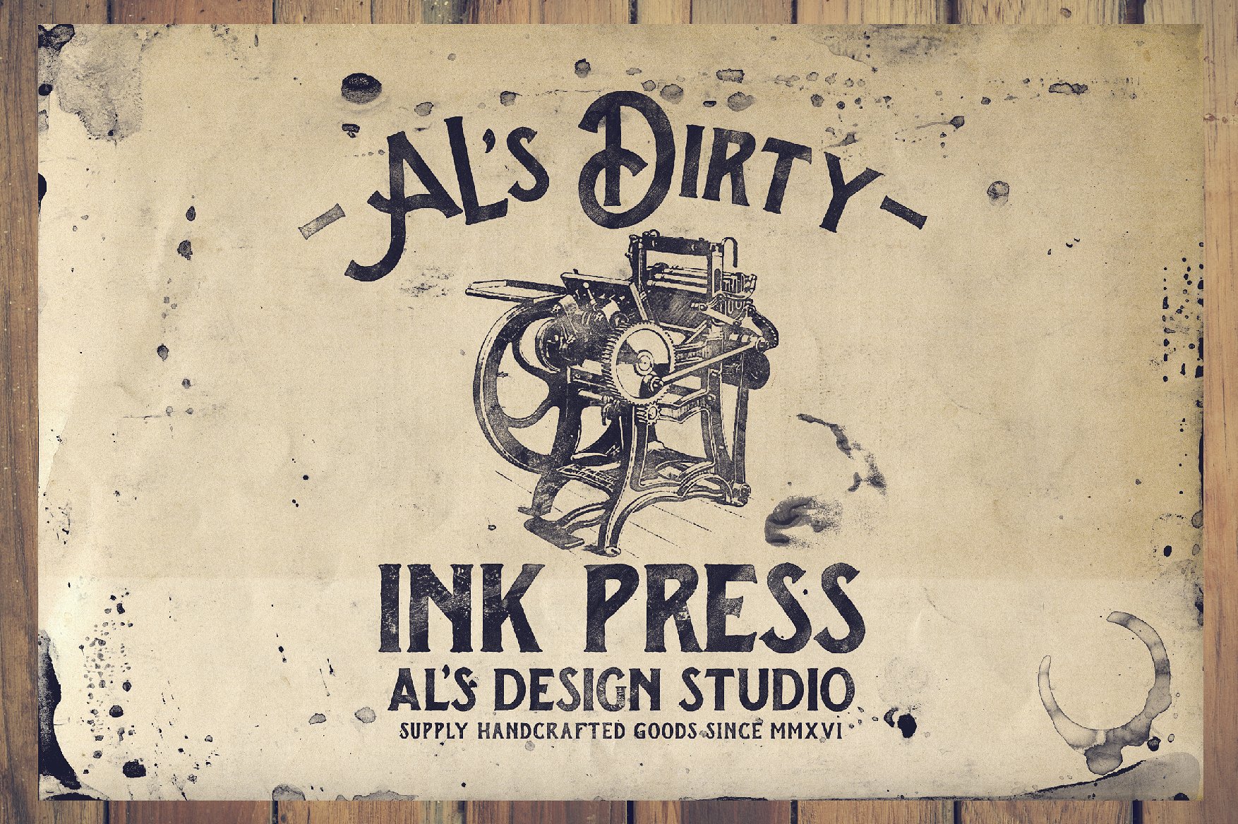 做旧粗糙手工墨水印刷背景纹理Ps设计素材 ALs Dirty Ink Press_img_2