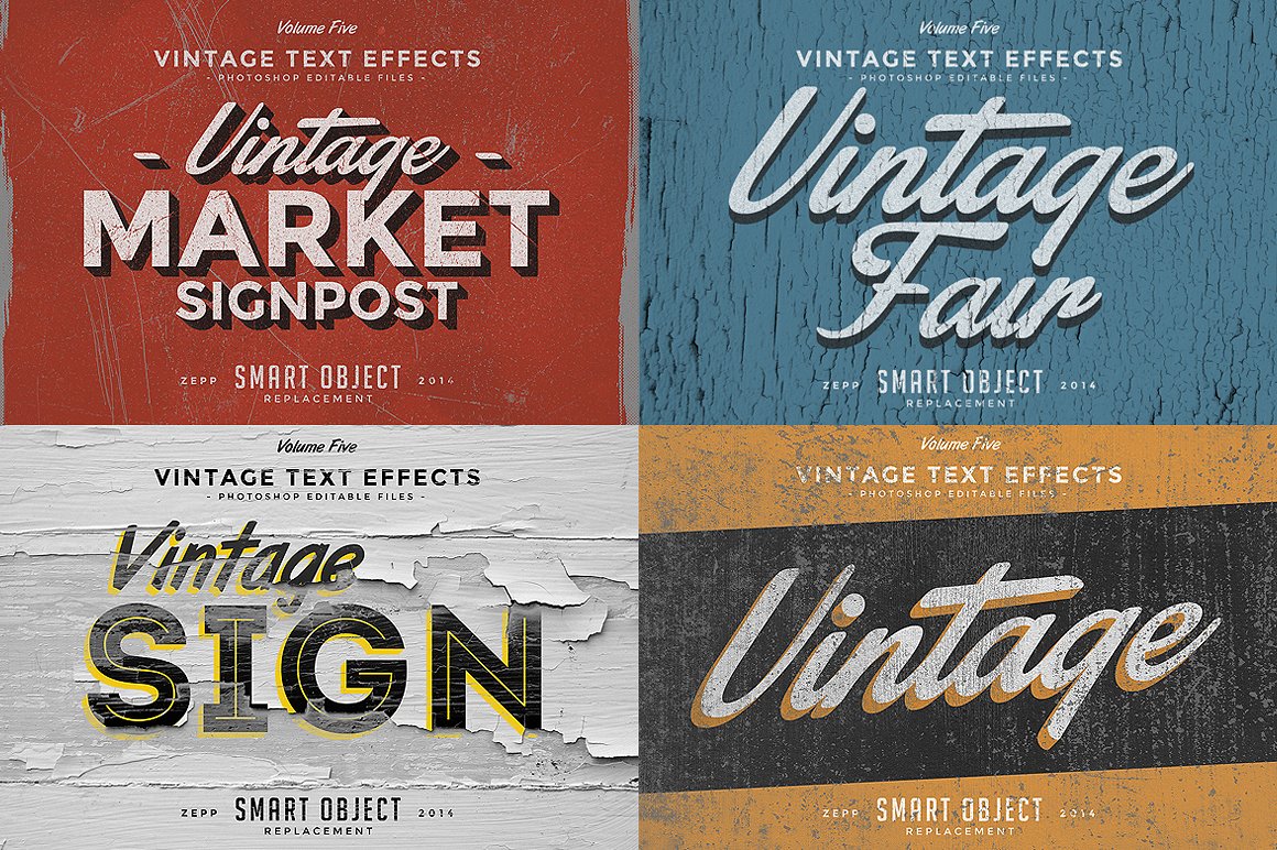 复古裂缝文字效果 Vintage Text Effects Vol5_img_2