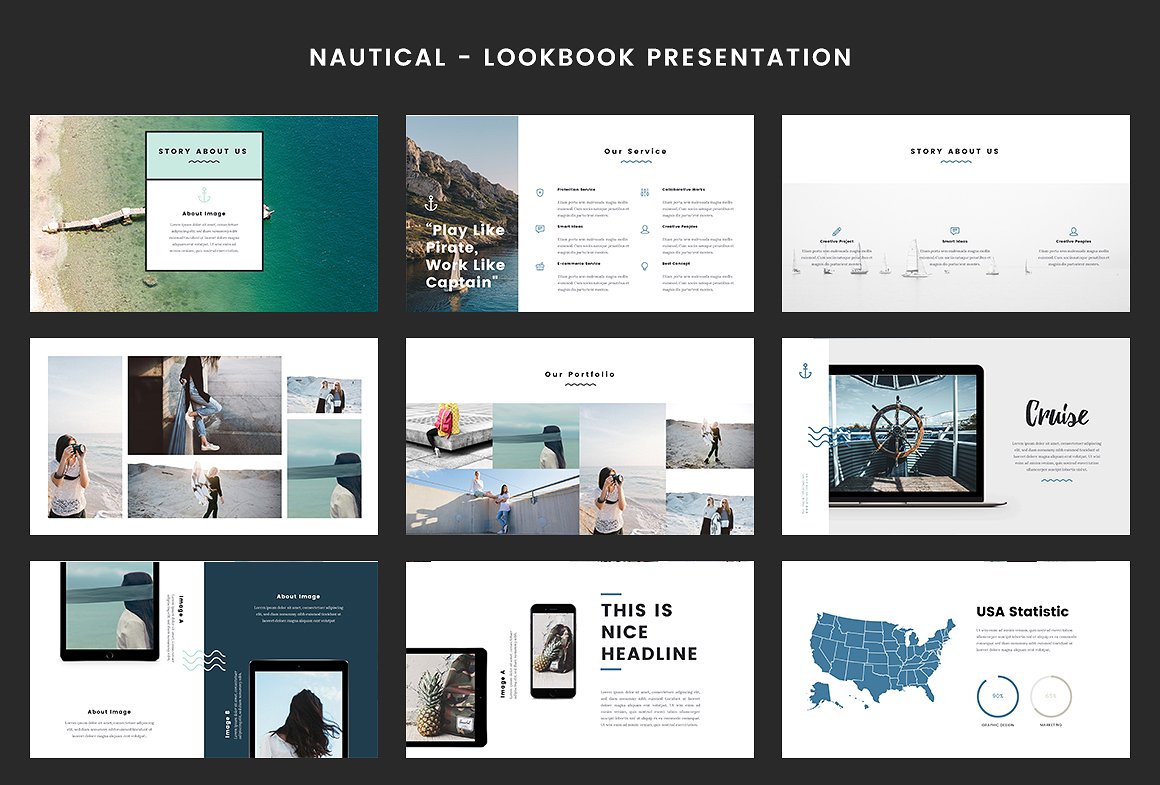 最小航海概念的幻灯片演示模板 Nautical Powerpoint Template_img_2