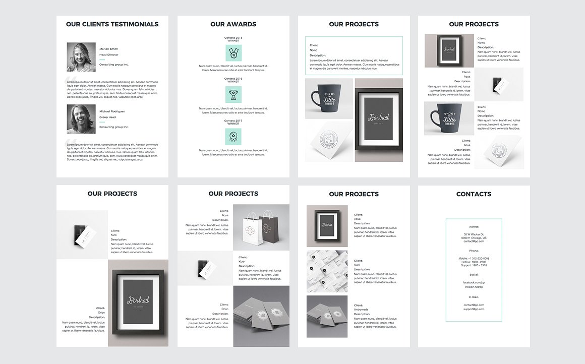 A4垂直适合打印的PPT模板 A4 Project Proposal PowerPoint_img_2