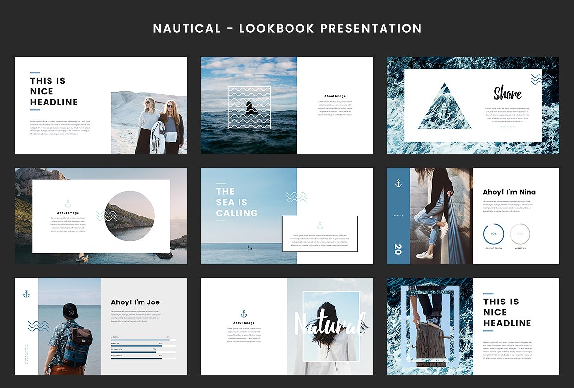 最小航海概念的幻灯片演示模板 Nautical Powerpoint Template_img_2