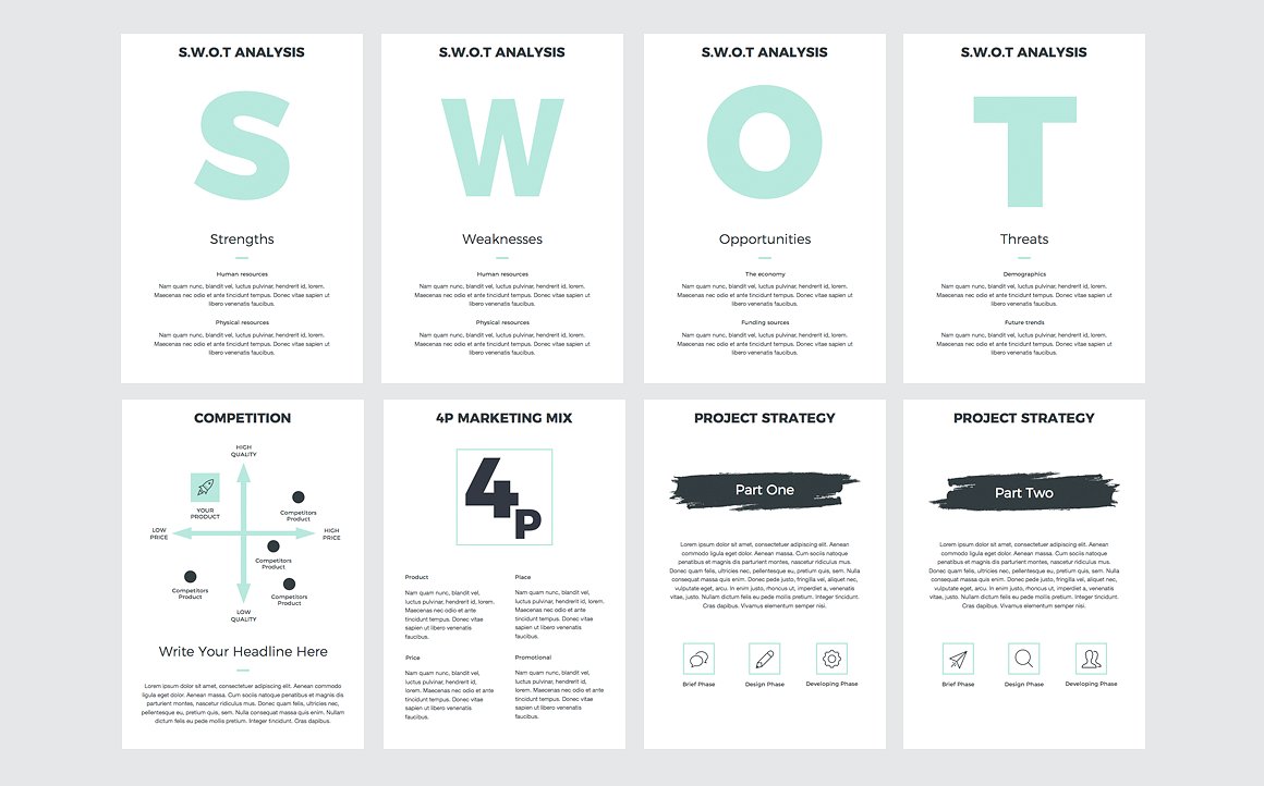 A4垂直适合打印的PPT模板 A4 Project Proposal PowerPoint_img_2